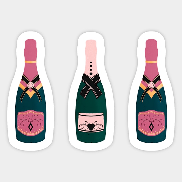 Pink Champagne bottles Sticker by Home Cyn Home 